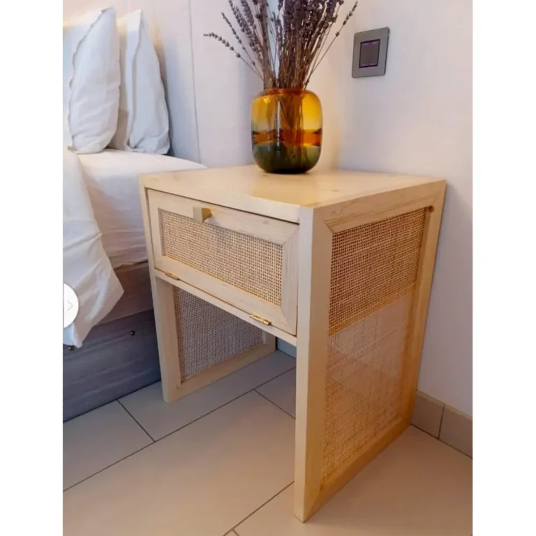 Rattan Nightstand – 50cm Width, 40cm Depth, 52cm Height
