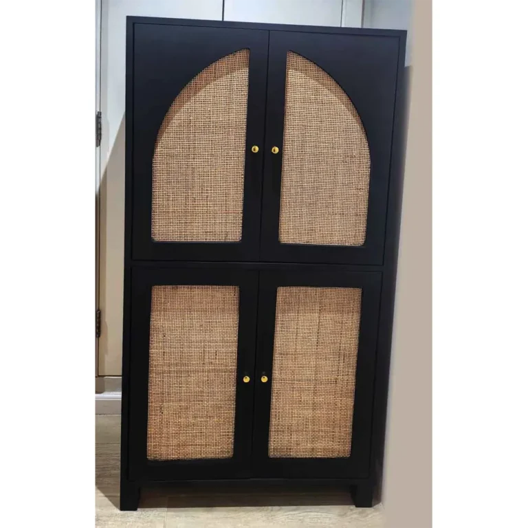 Half Round Rattan Cane Shoes Cabinet